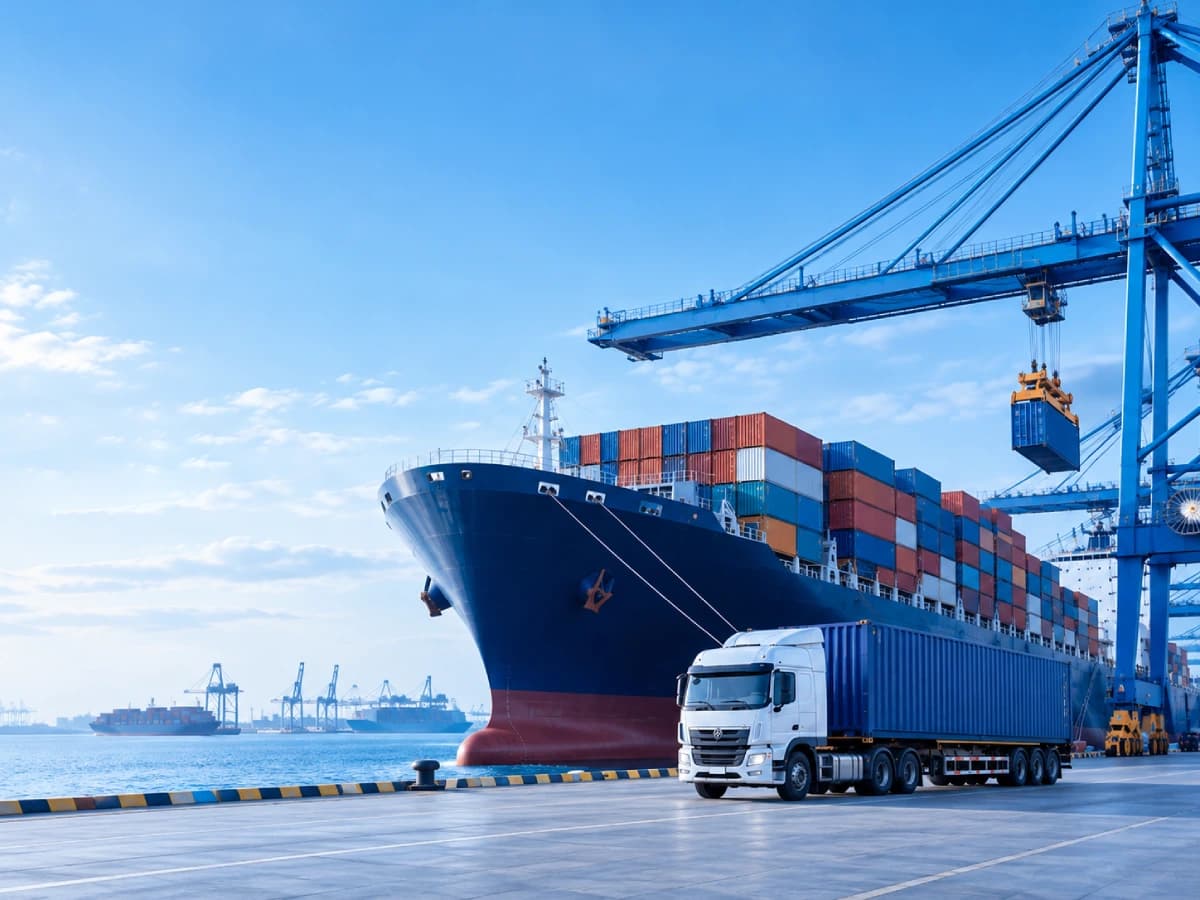 Shipping containers at an Asian port